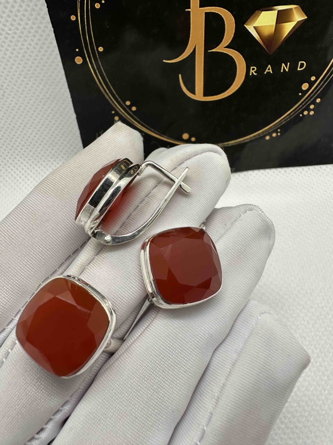 Комплект JANASYL Brand JB057 вес 12 г серебро, сердолик