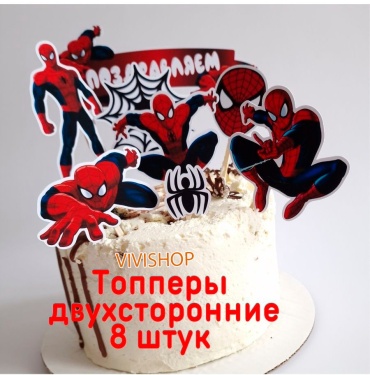 Человек паук топперы для торта двухсторонние Mimi Party шт