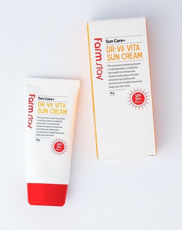 Farmstay крем Солнцезащитный крем с витаминами DR-V8 Vita Sun Cream SPF50+, PA+++ для лица, для зоны декольте 50 мл