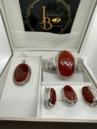 JANASYL Brand JB007 вес 86 г серебро, сердолик