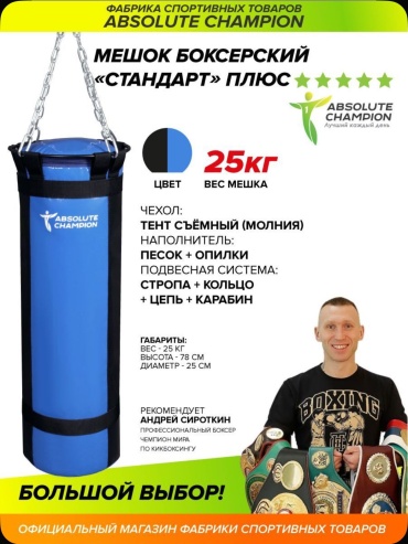 Тренировочный снаряд Absolute Champion A4BlackBlue25kg мультиколор
