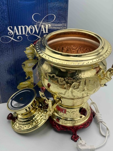 Самовар 30418645_193410313 8 л, нержавеющая сталь, латунь