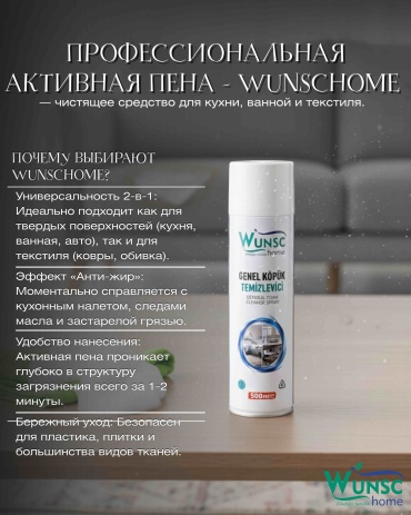 Спрей WUNSC home Пена очищающая для уборки 500 мл