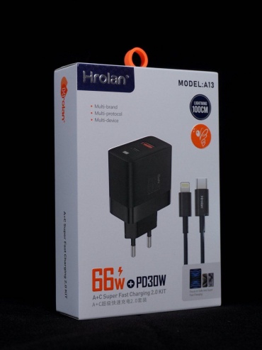 Зарядное устройство Hrolan A13-66W USB Type-C 66 Вт черный