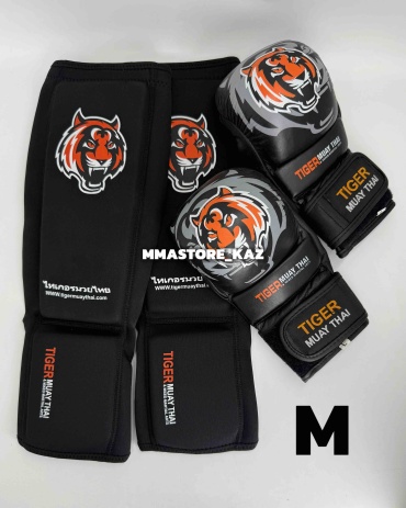 Набор спортивной защиты TIGER Muay Thai набор для мма черный M