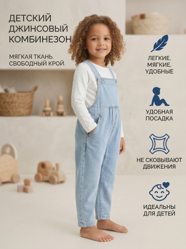 Джинсовый комбинезон голубой