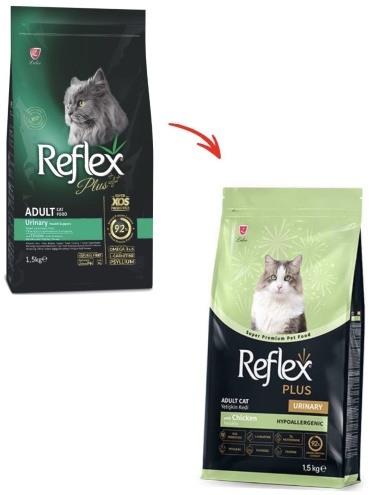 Корм Reflex Plus Adult Urinary для взрослых курица 1.5 кг
