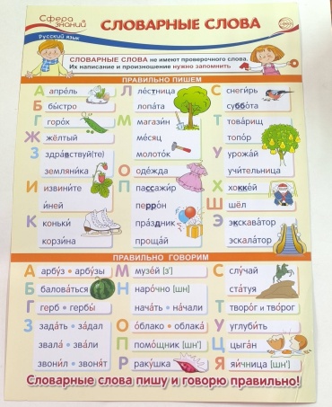 Плакат Словарные слова, A3, картон