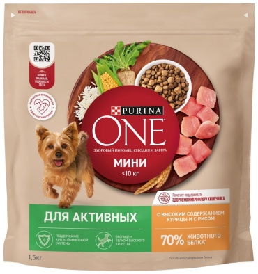 Корм Purina One с курицей и рисом для взрослых мелких пород 1.5 кг