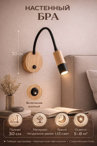 Бра настенный 3D PUZZLE LED, черный, коричневый