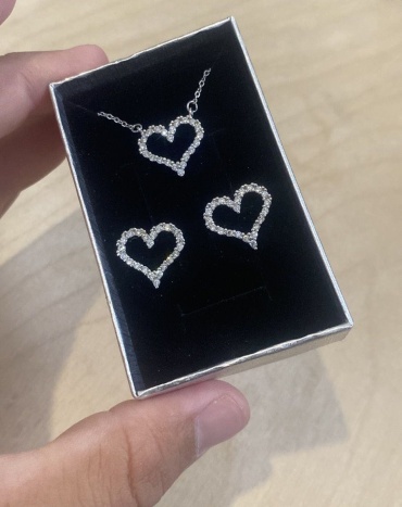 СЕРЕБРИКО Сердечко&&&комплект вес 3 г серебро, фианит