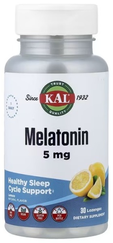 Специальная добавка KAL KAL, мелатонин, со вкусом лимона, 5 мг, 30 пастилок Лимон 30
