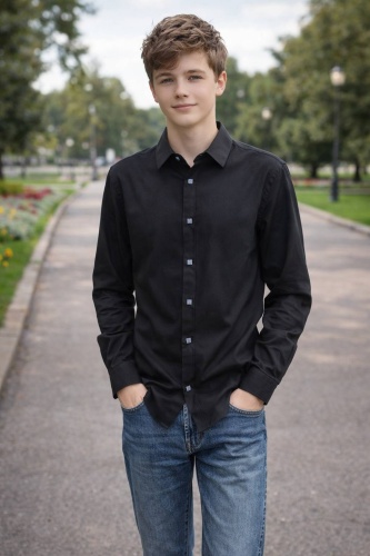 Рубашка приталенная черный