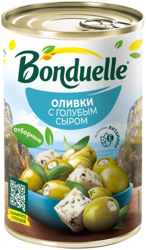 Bonduelle оливки с голубым сыром 314 мл