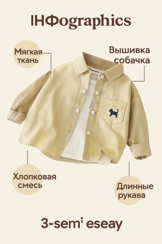 Рубашка прямая бежевый