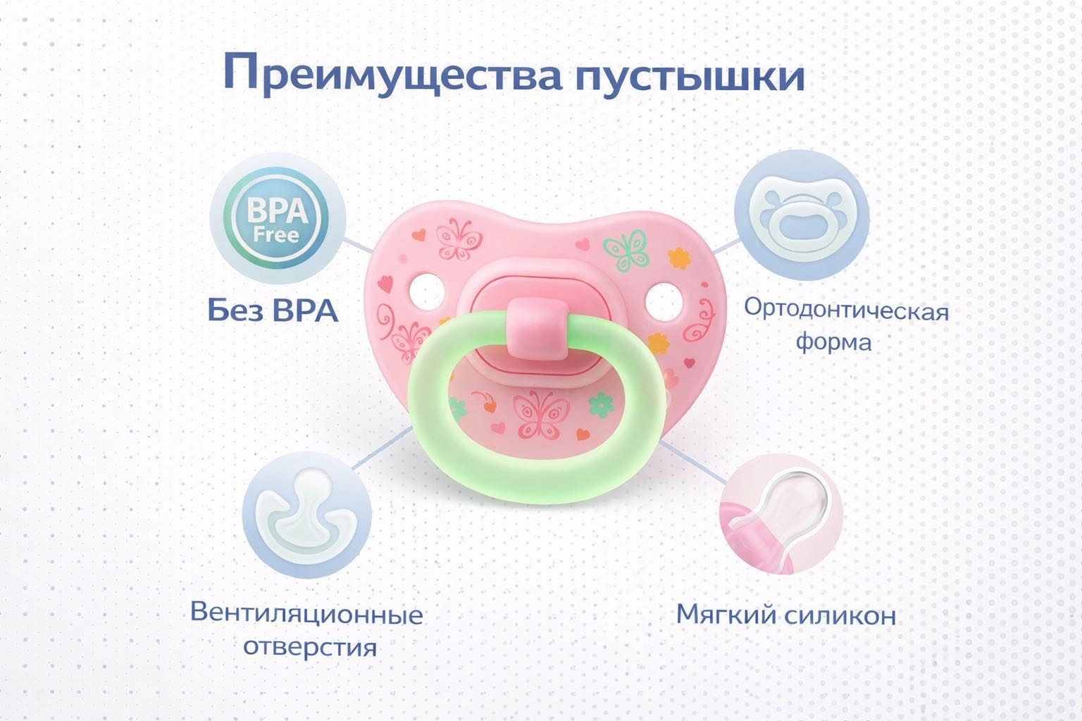 Пустышка angels shop Mumlove 0+, 1 шт, розовый