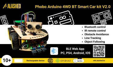 Набор для сборки колесного робота машинки Alashed Phobo Arduino 4WD BT Smart Car kit V2.0