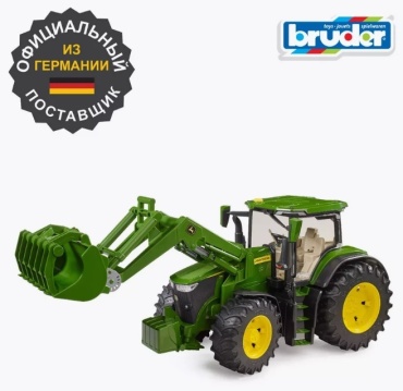 Трактор Bruder Трактор John Deere с фронтальным погрузчиком черный, зеленый
