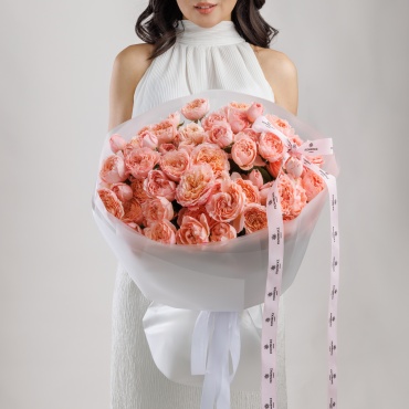 Flower.kz букет в оформлении кустовая пионовидная роза 15 шт 50 см
