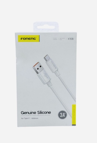 Кабель FONENG USB TypeC (F), 1 м, Foneng белый
