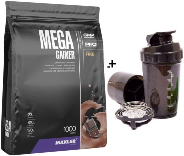 Гейнер Maxler mega gainer 1000g+шейкер 500мл шоколад 1000 г