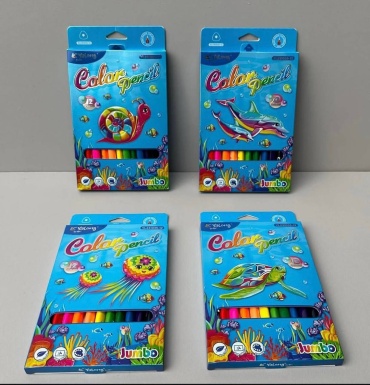 Цветные карандаши для рисования Yalong Jumbo, 12 цветов