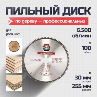 Пильный диск по дереву Torgwin T557532H (10), 255x30 мм, 100Т