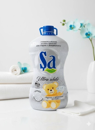 Универсальное жидкое средство для стирки + кондиционер Sa ultra white 5 л