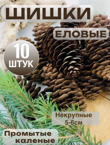 Набор еловых шишек 5 см 10 шт