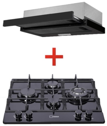 Варочная поверхность Dessus DCM-64004B черный + вытяжка DH-601B