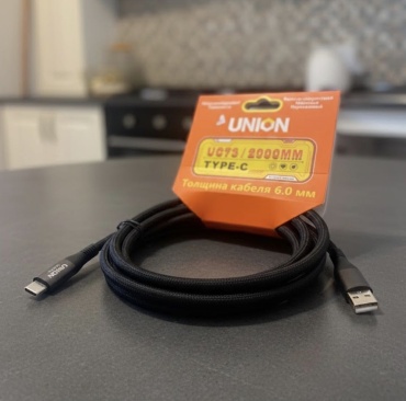 Кабель Union USB 2.0 (M), USB TypeC (M), 2 м, черный