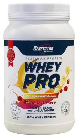 Протеин Geneticlab Nutrition Whey PRO клубника, банан 900 г