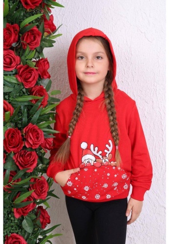 Худи Санта с Оленем красный