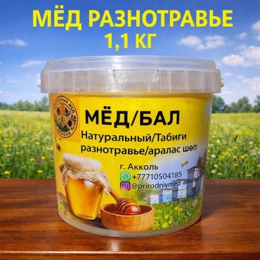 Природный мед Акколя мед разнотравный 1100 г
