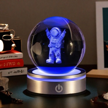 Ночник детский настольный Шар Космонавт GiftoMania4U, разноцветный