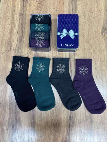 Носки LIMAX 4 пары синий, фиолетовый, зеленый 36-41