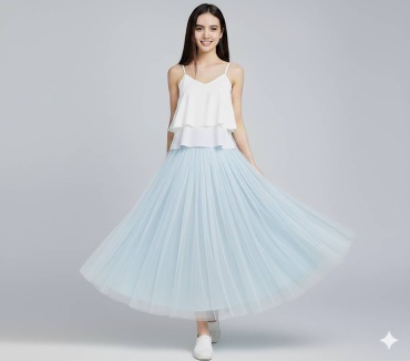 Широкая юбка, юбка солнце WOMAN FASHION голубой