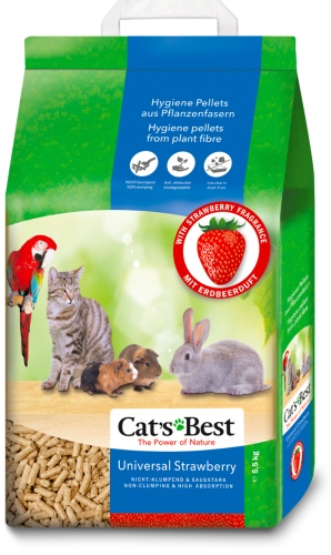Наполнитель Cat's Best Universal Strawberry древесный впитывающий 10 л