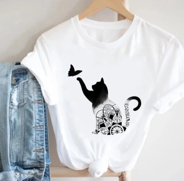 Футболка котики черный, серый