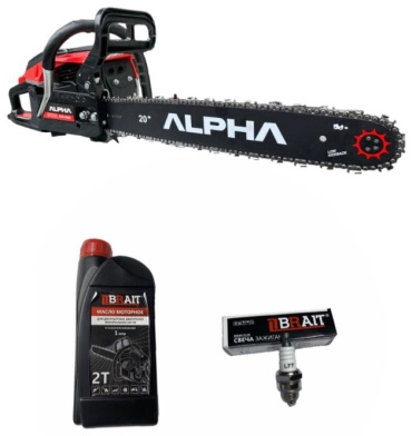 Бензопила ALPHA GCS 5220+свеча Brait L7T+Масло Brait 2t