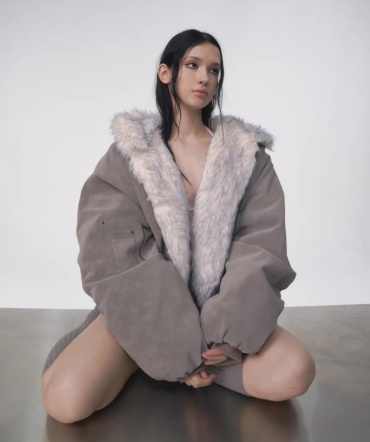 Шуба FASHION серый, белый