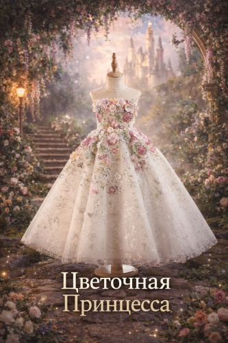 Нарядное платье Цветочный светло-бежевый
