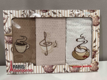 PARIS Bonjorno набор полотенец Kitchen Towel 60x40 см 3 шт, ткань вафельная