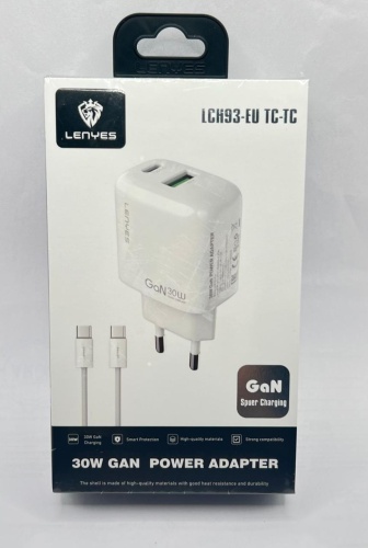 Зарядное устройство LENYES LCH93 USB Type-C, USB 30 Вт белый