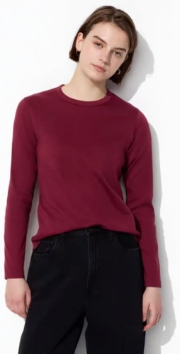Лонгслив Uniqlo однотонный бордовый