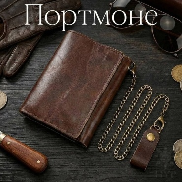 Портмоне HYP натуральная кожа коричневый
