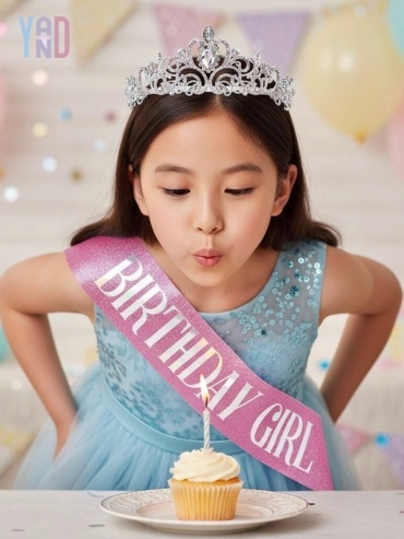 YAND Набор на День рождения BIRTHDAY GIRL корона, лента 2 шт