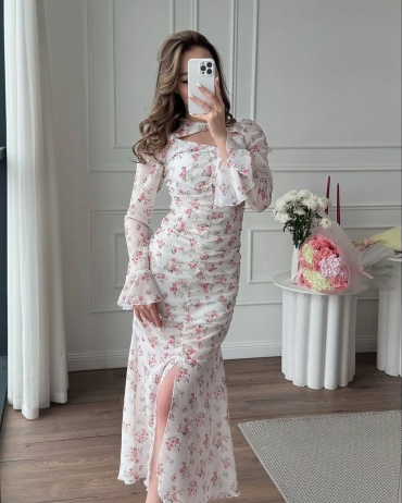 Вечернее платье NUR Collection белый, розовый