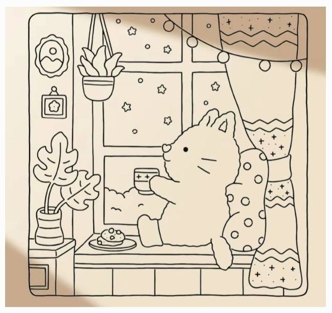 Раскраска Fuzzy Hygge: Super Cute Coloring Book