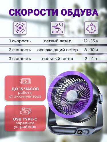 Вентилятор Y001 черный, фиолетовый
